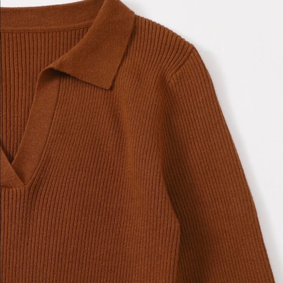 Ribbed rust color dress - Picture 2 of 3